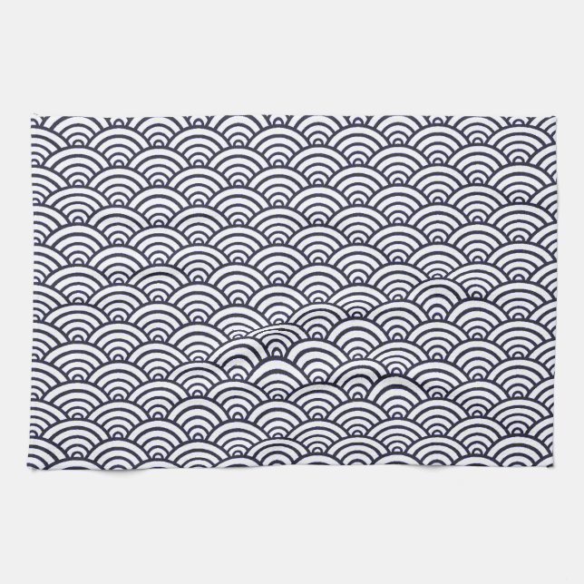 Japanese Blue Waves Seigaiha Sea Towel (Horizontal)