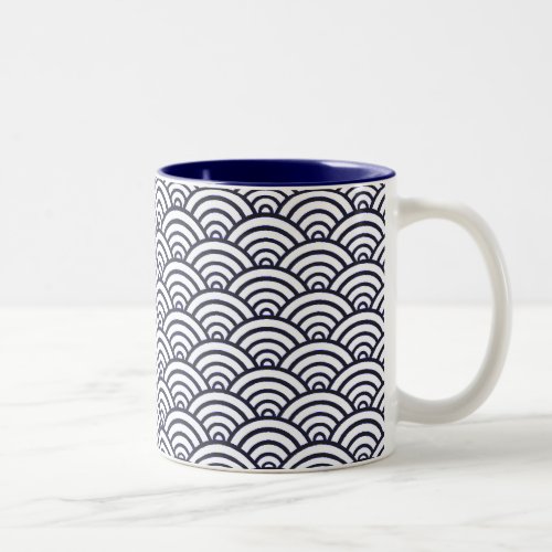 Japanese Blue Waves Seigaiha Sea Two_Tone Coffee Mug