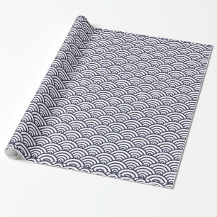 Japanese Blue Waves Seigaiha Sea Wrapping Paper