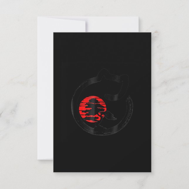 Japanese Bonsai Tree Enso Circle Cat Lover Bonsai Thank You Card (Front)