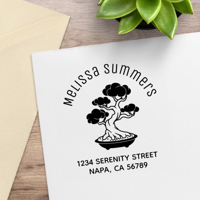 Japanese Bonsai Tree in a Tray Arch Address Rubber Stamp (Creator Uploaded)