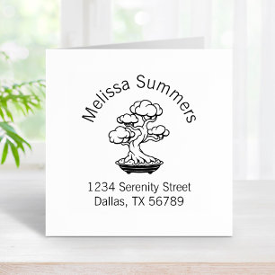 Japanese Bonsai Tree in a Tray Arch Address Rubber Stamp