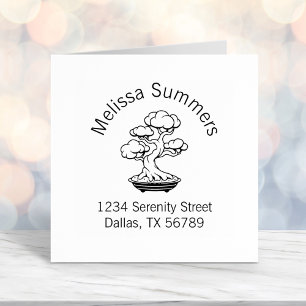 Japanese Bonsai Tree in a Tray Arch Address Self-inking Stamp
