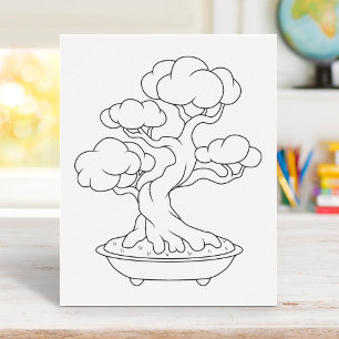 Japanese Bonsai Tree in a Tray Coloring Page Poster