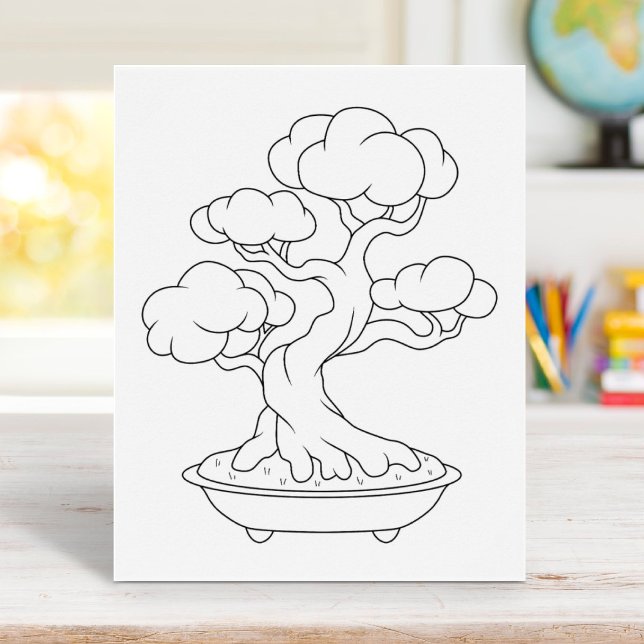 Japanese Bonsai Tree in a Tray Coloring Page Poster (Creator Uploaded)