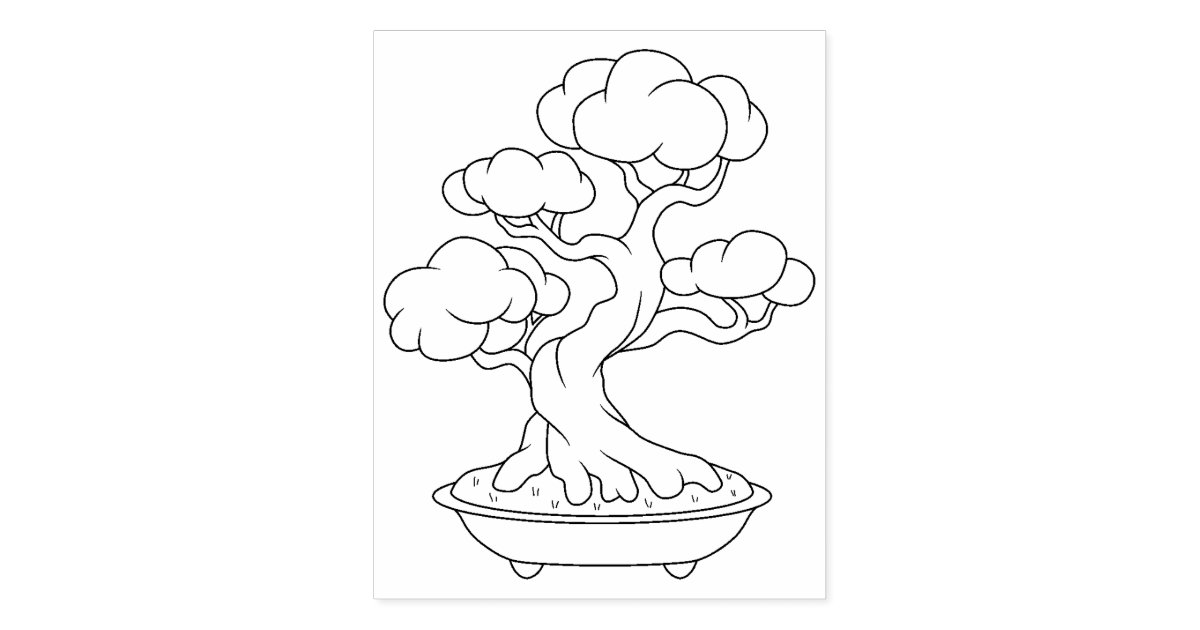 Download Japanese Bonsai Tree in a Tray Coloring Page Rubber Stamp ...