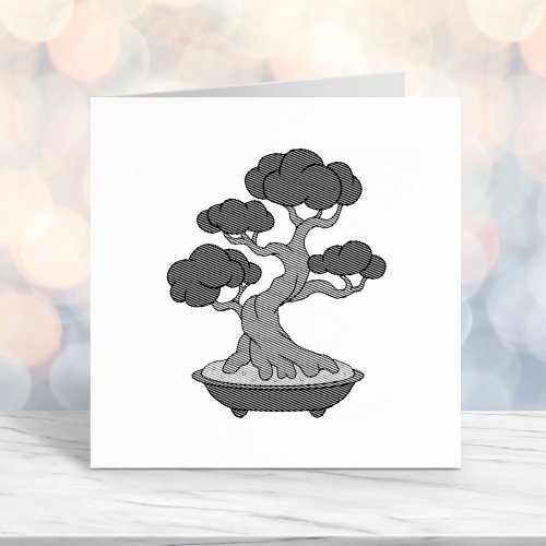 Japanese Bonsai Tree in a Tray Etched Self_inking Stamp