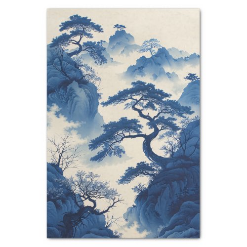 Japanese Bonsai Tree Ink Painting Decoupage Tissue Paper