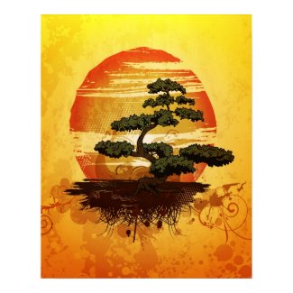 Japanese Bonsai Tree Sunset Poster