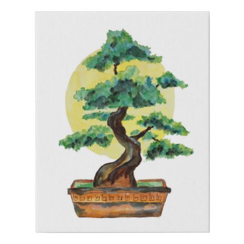 Japanese Bonsai Tree Sunshine Faux Canvas Print