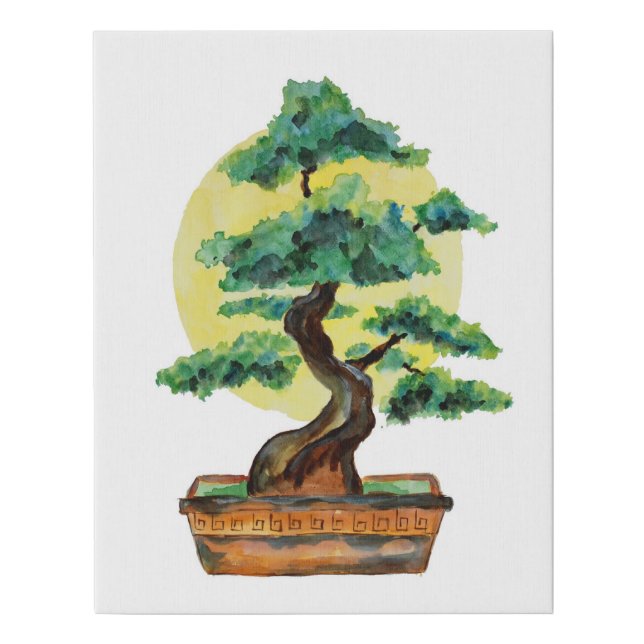 Japanese Bonsai Tree Sunshine Faux Canvas Print (Front)