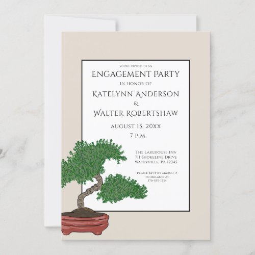 Japanese Bonsai Tree Wedding Engagement Party Invitation