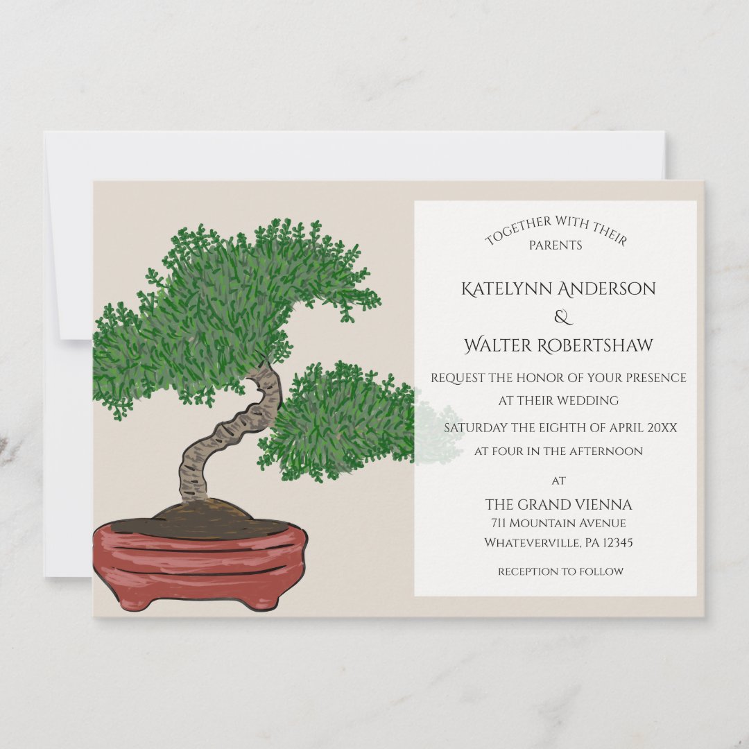 Japanese Bonsai Tree Wedding Invitation Zazzle