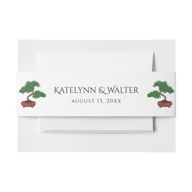 Japanese Bonsai Tree Wedding Invitation Invitation Belly Band (Front Example)