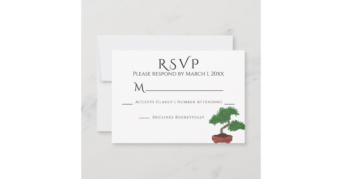 Japanese Bonsai Tree Wedding RSVP Zazzle