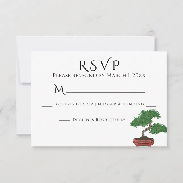 Japanese Bonsai Tree Wedding RSVP Zazzle