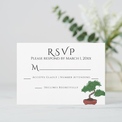 Japanese Bonsai Tree Wedding RSVP Zazzle