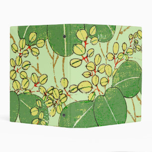 Japanese Botanical Green Leaf Woodblock Print Mini Binder