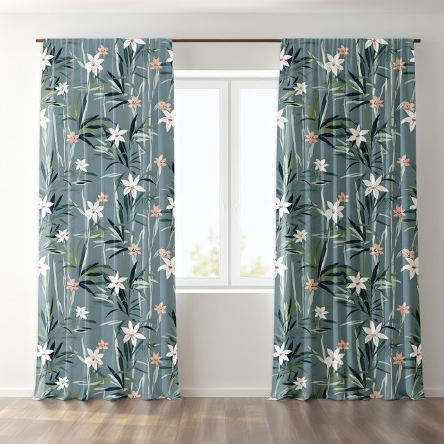 Japanese botanical zen flowers pattern blackout curtains (Creator Uploaded)