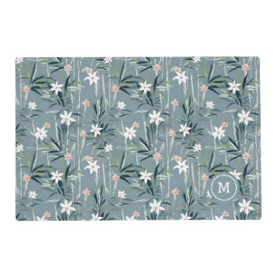 Japanese botanical zen flowers pattern placemat
