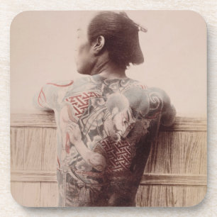 Japanese Bridegroom's Tattoos, c.1880 (photo) Beverage Coaster