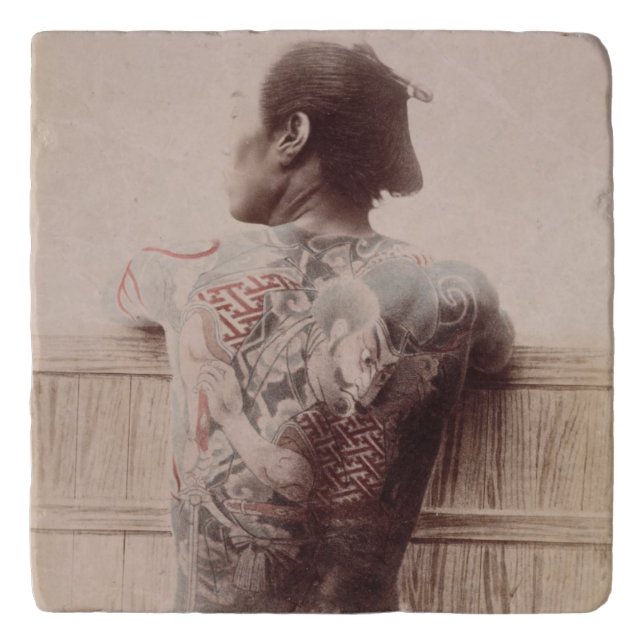 Japanese Bridegroom's Tattoos, c.1880 (photo) Trivet (Front)