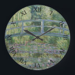 Japanese Bridge and Water Lilies by Claude Monet Large Clock<br><div class="desc">Japanese Bridge and Water Lilies by Claude Monet  on a wall clock with roman numeral hour markers</div>