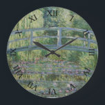 Japanese Bridge and Water Lilies by Claude Monet Large Clock<br><div class="desc">Japanese Bridge and Water Lilies by Claude Monet  on a wall clock with roman numeral hour markers</div>