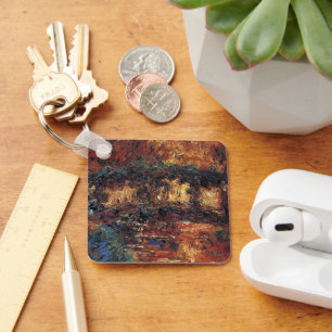 Japanese Bridge by Claude Monet, Vintage Fine Art Keychain