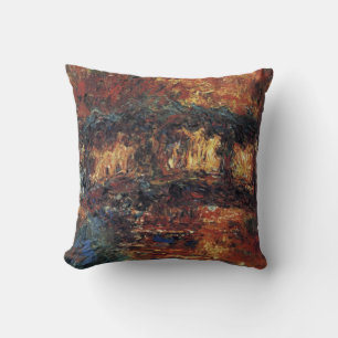 Japanese Bridge by Claude Monet, Vintage Fine Art Throw Pillow