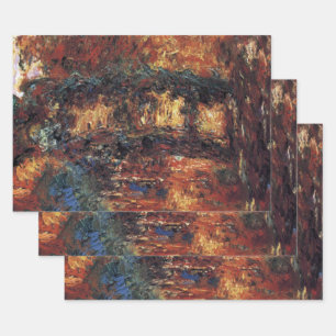 Japanese Bridge by Claude Monet, Vintage Fine Art Wrapping Paper Sheets