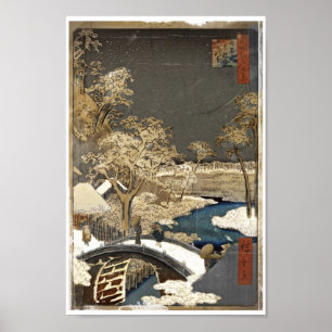 Japanese Bridge in the Snow Poster