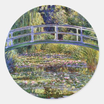 Japanese Bridge Monet Fine Art Classic Round Sticker by monet_paintings at Zazzle