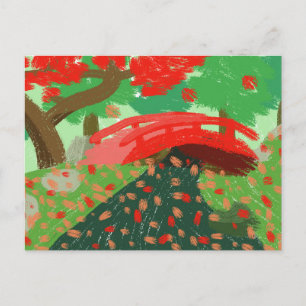 Japanese Bridge Under Maple Postcard