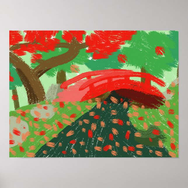 Japanese Bridge Under Maple Poster (Front)