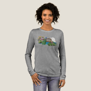 Japanese Bridge with Peacocks Long-sleeved T-Shirt Tri-Blend Shirt
