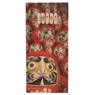 Japanese Bright Red Daruma Dolls. Wood USB Flash Drive