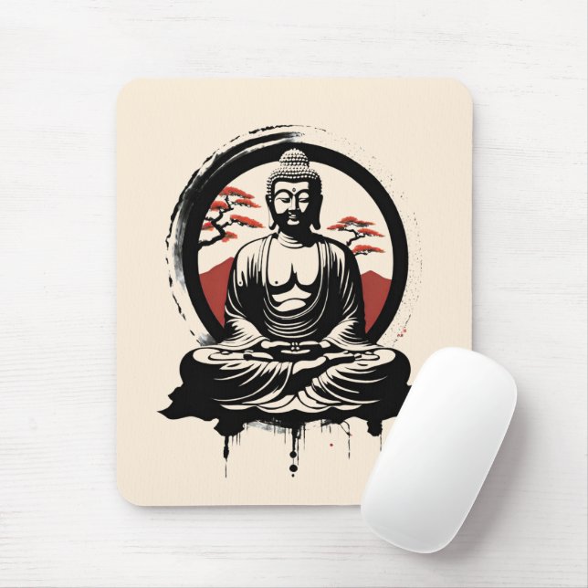 Japanese Buddha Zen  Mouse Pad (With Mouse)