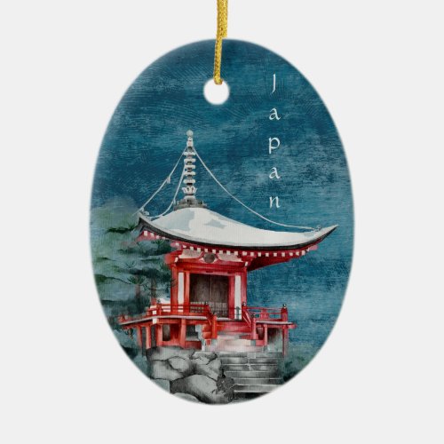 Japanese Buddhist Temple Traditional Christmas Ceramic Ornament