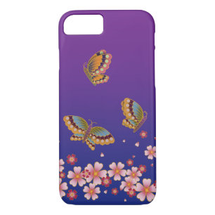 Japanese Butterflies Amid Sakura Blossoms Purple iPhone 8/7 Case
