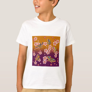 Japanese Butterflies Amid Sakura Blossoms T-Shirt