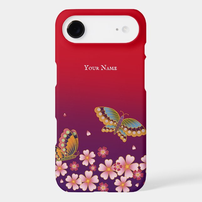 Japanese Butterflies Sakura Blossoms Personalized Case-Mate iPhone Case (Back)