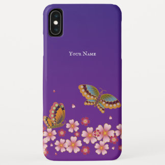 Japanese Butterflies Sakura Blossoms Personalized iPhone XS Max Case