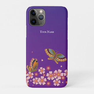 Japanese Butterflies Sakura Blossoms Personalized iPhone 11 Pro Case