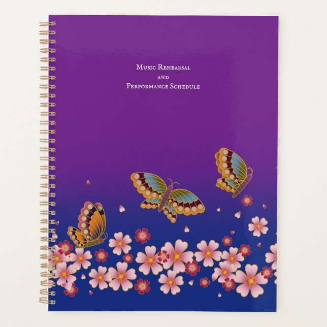 Japanese Butterflies Sakura Blossoms Personalized Planner (Front)