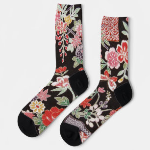 Japanese Butterfly & Flower Pattern Socks