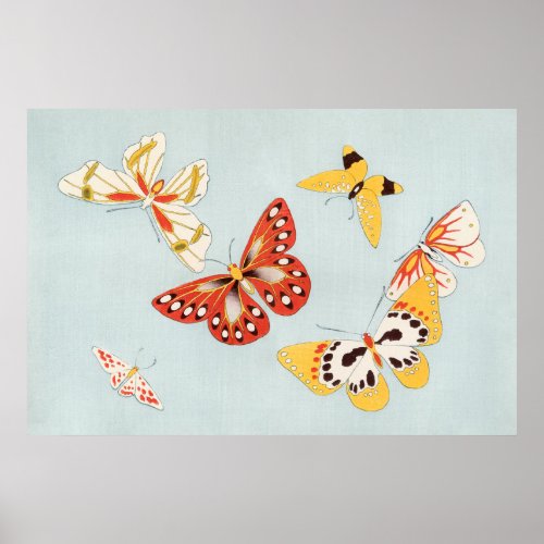 Japanese butterfly vintage design art poster