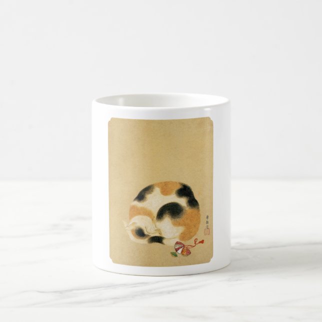 Japanese Calico cat, Hanabusa Itchō Coffee Mug (Center)