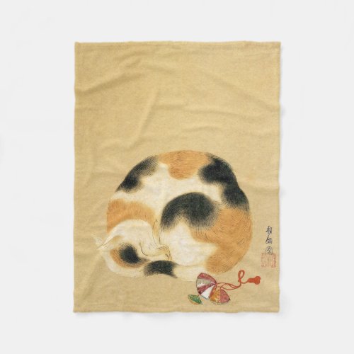 Japanese Calico cat Hanabusa Itchō Fleece Blanket