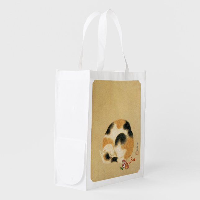 Japanese Calico cat, Hanabusa Itchō Grocery Bag (Front Side)
